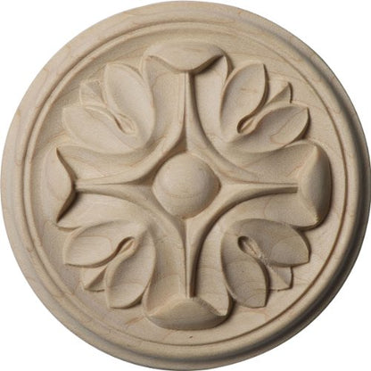 Ekena Millwork ROS03X03RARW Raymond Round Rosette, Rubberwood - color: Rubberwood, size: 3.5-in. W