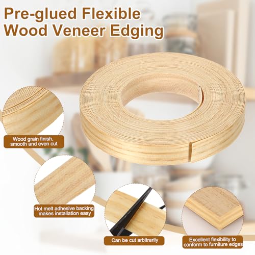 uxcell 7/8" x 49 ft Wood Edge Banding Pre-Glued Iron On Edging Strip Pine - color: Pine, size: 7/8" x 49 ft