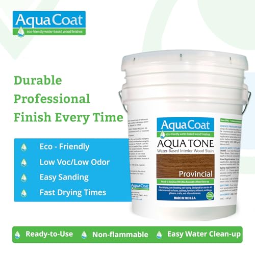 Aqua Coat Aqua Tone Water-Based Wood Stain (5-Gallon, Provincial) - color: Provincial, size: 5 Gallon