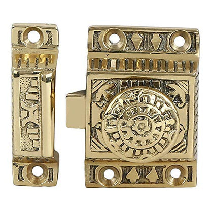 A29 Cabinet Latch, Solid Brass, Windsor Design, Polished Lacquered Finish - color: Polished Lacquered