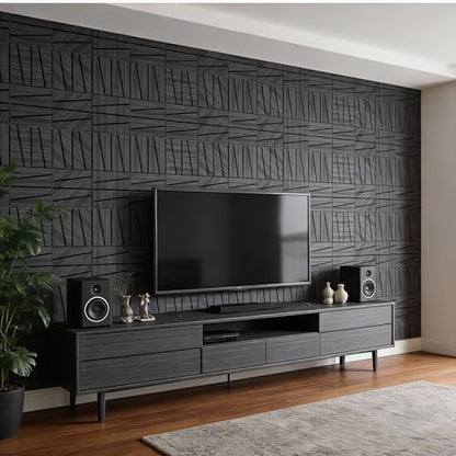WoveN SounD Acoustic Wall Panels, Black Oak, 16 Pack, 12x12 in - color: Cut Prism, Black Oak, 16 Pack
