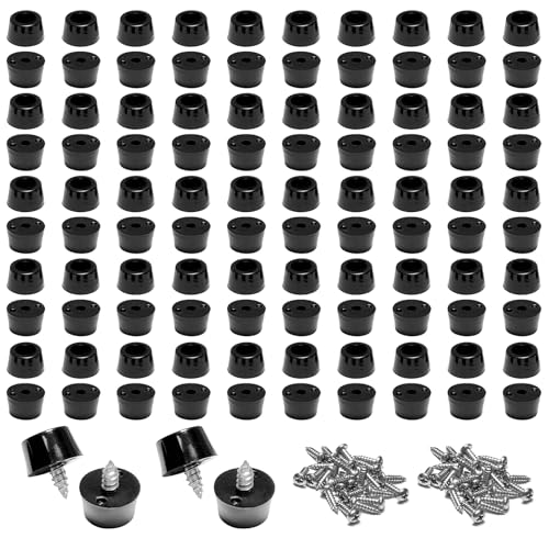 100 Pcs Rubber Feet for Cutting Board with Stainless Screws - size: 1/2" W X 9/32" H