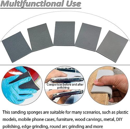 Tonmp 20 PCS 3 x 4 Inch 2000 Grit Sanding Sponge, Ultra Fine Sanding Sponges Pads, Soft Foam Hand Sander Block Wet Dry Sandpaper for Model Drywall Metal Wood Furniture Polishing (2000 Grit) - style: 2000 Grit