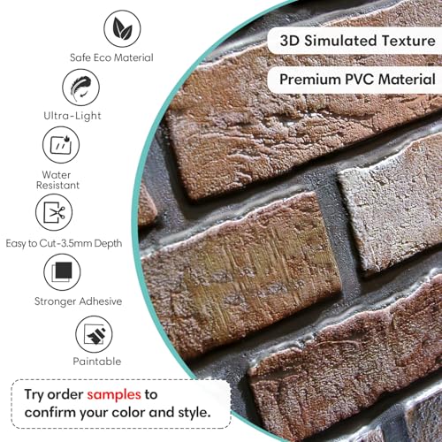 Commomy Faux Brick 3D Wall Panels - Not Real Brick 12 pcs of 22.8" x 11.8" - color: ‎Large Brick-O