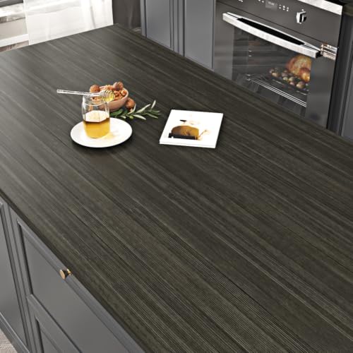 Black/Grey Wood Grain Contact Paper Counter Top Peel and Stick Waterproof - color: Black, size: 15.7" x 118"