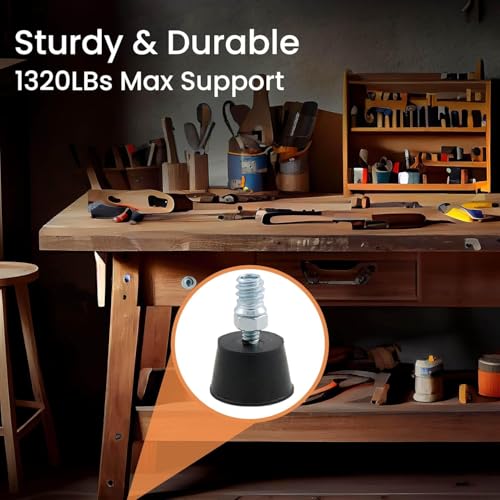 NEWBYTEK Adjustable 1/4" Rubber Threaded Furniture Levelers - 16 Pack | Screw-in Table Chair Feet Glides for Chairs, Tables, Cabinets, Patio Furniture - size: 1/4-20 Thread, 16 Pack
