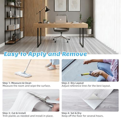 Art3d 10-Pack Peel and Stick Vinyl Floor Tiles (15 Sq.Ft), White/Grey - color: White/Grey