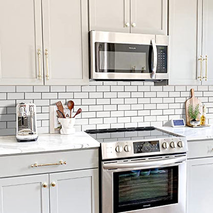 STICKGOO Peel and Stick Backsplash on Subway Tile, Polished White - color: White