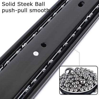 10 Pairs 16 Inch Soft Close Drawer Slides, Heavy Duty Side Mount Cabinet Glides with Ball Bearing & 110LB Capacity (3-Fold Full Extension) for Dresser, Kitchen, Bathroom, Office, Workshop - style: Black-10 Pairs