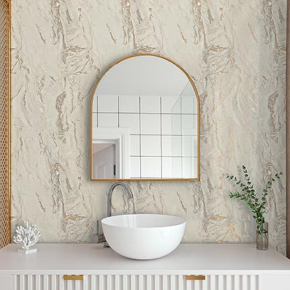 VaryPaper 15.7''x78.7'' Glossy Marble Wallpaper, Beige-Grey-Gold, Peel and Stick, Self-Adhesive, Thick, Durable, Removable, Waterproof, for Countertops, Kitchen, Bathroom, Desk, DIY Projects - color: Glossy-Beige Grey Gold, size: 15.7" x 78.7"