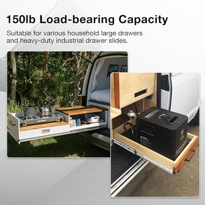 Heavy Duty Locking Drawer Slides Load 136 lbs Full Extension Runners with Lock 12 14 16 18 20 22 24 26 28 30 32 34 36 38 40 Inch Side Mount Rails for Drawer Capacity 136 lb 1 Pair - size: 22 Inch, style: With lock