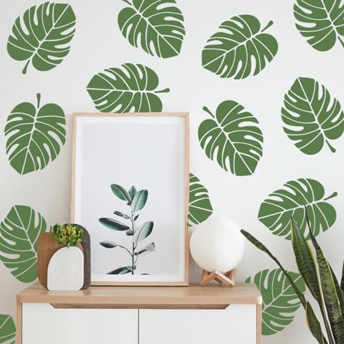 Tropical Leaf Stencils for Wall & Crafts Painting, 5 PCS, 8.3x11.7 Inch - size: Jungle Leaf - 5 PCS - 8.3 x 11.7 in
