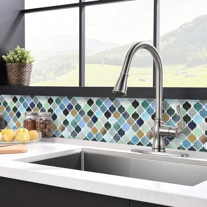 STICKGOO Arabesque Peel and Stick Backsplash Tile, Multicolor Look - color: Multicolor Look