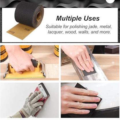 Sandpaper Roll 120 Grit, Wet Dry Sand Paper 3-2/3" Wide 11 Yard - style: 120 Grit