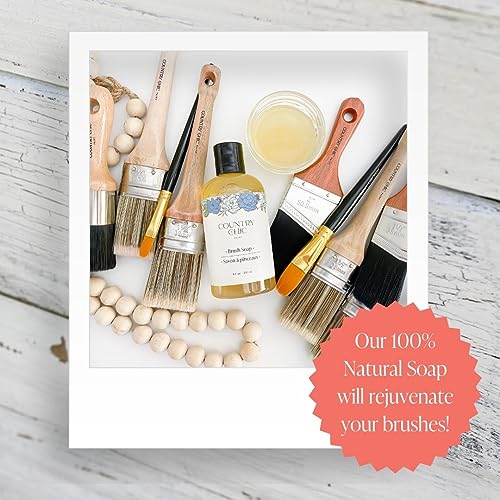 Paint Brush Cleaner - 100% Natural, 75% Organic Soap for Washing Paint Brushes & Conditioning Bristles - Peppermint Scented with Essential Oils - Easy Pour Cap - Best for Chalk Furniture Paint - 8 oz