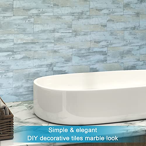 BeNice Peel and Stick Tile Backsplash Bathroom Califonia Blue 23pcs - color: Califonia blue