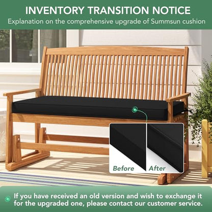 Summsun Outdoor Bench Cushion Pad, 45 x 18 x 3 Inch, Black - color: Black, size: 45x18x3 Inch