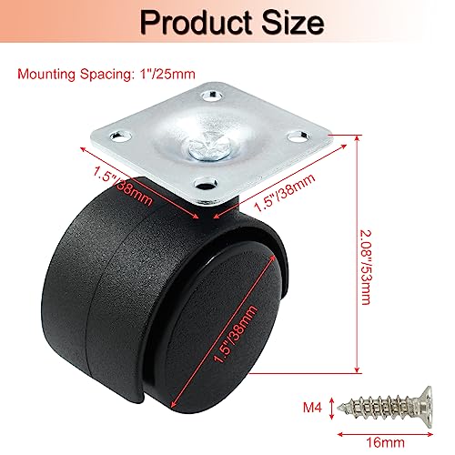 1.5 Inch Swivel Caster Wheels, Plate Casters, 4pcs - style: 1.5 Inch