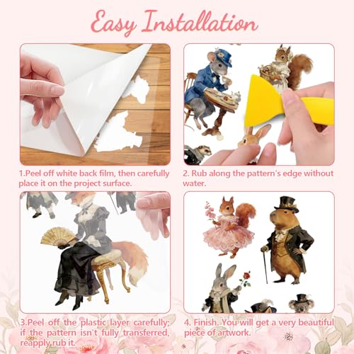 Peacoblue Victorian Animals Rub On Transfers for Furniture Craft 6"x12" - style: Retro Victorian Animals