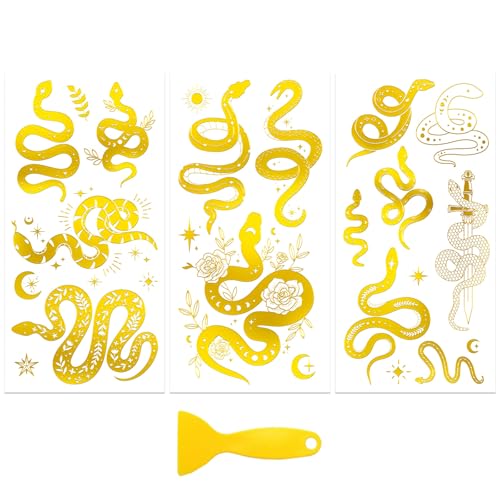 Peacoblue Golden Snake Pattern Rub On Transfers for Furniture Craft 6"x12" - style: Golden Snake Pattern