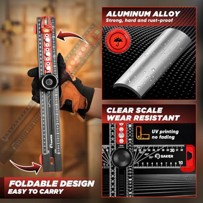 Saker Contour Gauge Duplication 10inch + 5 inch and Saker 4-in-1 Drilling Positioning Ruler