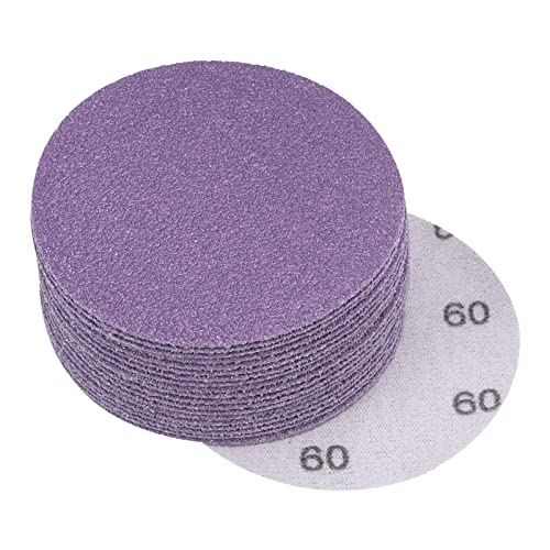 uxcell 20Pcs 3-Inch Purple Sanding Discs 60 Grits Hook and Loop Professional Aluminum Oxide Sand Paper Wet Dry Polish for Wood Metal Paint Finishing - style: 60 Grit
