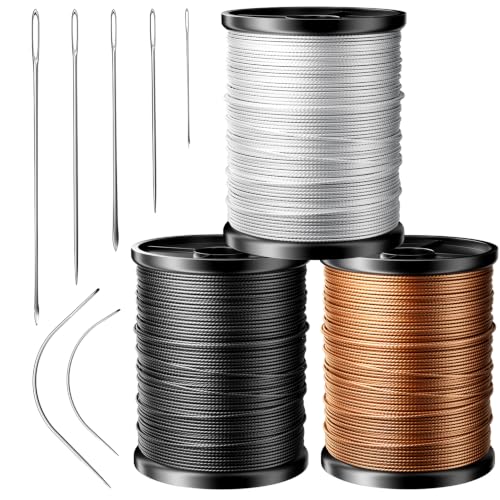 Professional Upholstery Repair Sewing Thread Kit | Heavy Duty Waxed Nylon Thread with 7Pcs Heavy Duty Sewing Needles for Leather, Canvas & Quilting | No.1 Strength & Durability | 70 Yards, Multicolor - color: Multicolor