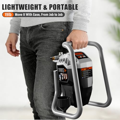 Airless Paint Sprayer, Thinning-Free Elec Spray Gun w/Brass Nozzles+Ext Rod - color: Gray