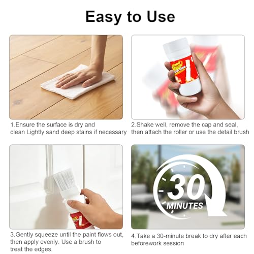 White Wood Touch Up Paint, Multi Surface Touch Up Paint Pen, Refinishing for Door, Cabinets, Furniture, Metal - Repair Sratches, Chips, Quick-Dry, Easy Brush Application (6.35 Oz, 1Pack)