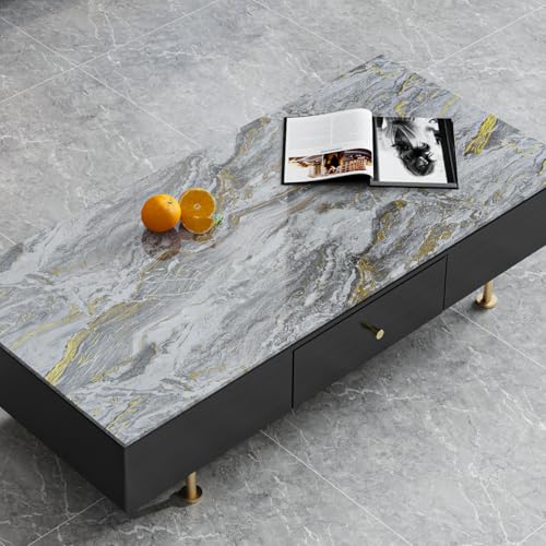 Grey and Gold Marble Granite Wallpaper Glossy Waterproof Gray Marble Contact Paper for Cabinet Table Desk Peel and Stick Modern Vinyl Countertop Wrap, Sticky, Removable, Thick, 11.8"x118" - color: Glossy Grey, size: 11.8" x 118"