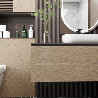 Decotalk Khaki Grasscloth Peel and Stick Wallpaper Textured 15.7x200 Inch - size: 15.7" x 200"