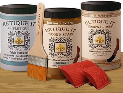 Retique It Liquid Wood Countertop Kit with Wood Gel Stain - Genuine Wood Finished countertops (32 oz (Island), 55 Old Oak) - color: 55 Old Oak, size: 24 oz (Island)