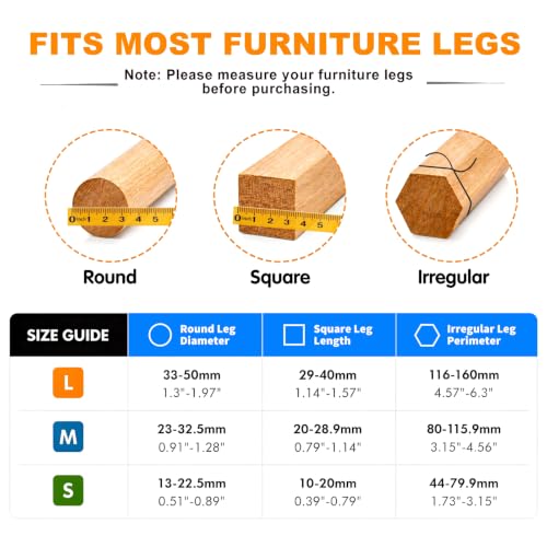 24 Pack Chair Leg Floor Protectors for Hardwood Floors, Furniture Leg Caps Silicone Felt Pads Covers Anti-Scratch Reduce Noise Fit Sizes 0.91''-1.28'' (Universal M) - size: Universal M