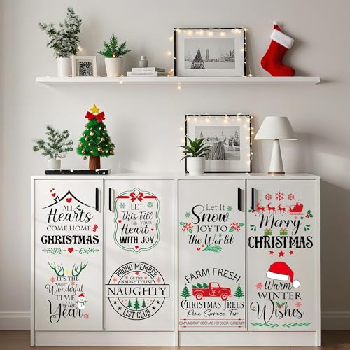 20 Pcs Christmas Quote Rub-On Transfers for Furniture & Crafts, 6 x 6 Inch - style: Holiday Sayings