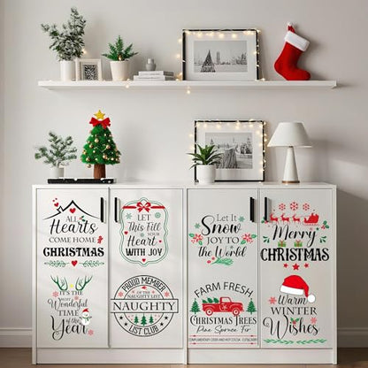 20 Pcs Christmas Quote Rub-On Transfers for Furniture & Crafts, 6 x 6 Inch - style: Holiday Sayings
