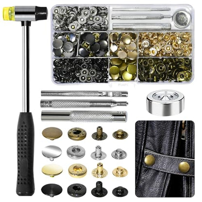 NXTOV Metal Snap Buttons with Hammer, Setter Tools, 120 Sets, 12.5mm - style: 12.5mm with Hammer