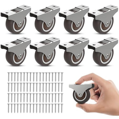Small Rigid Caster Wheels 2 Inch Heavy Duty Furniture Cabinet Cart 8PCS - color: Brown 8PCS, size: 2 inch