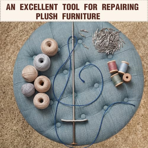 Otoolling 1 Pcs Button Tufting Needle with 100 Tufting Clasp for Upholstery
