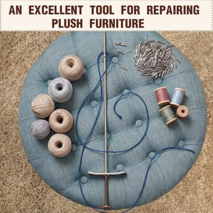 Otoolling 1 Pcs Button Tufting Needle with 100 Tufting Clasp for Upholstery