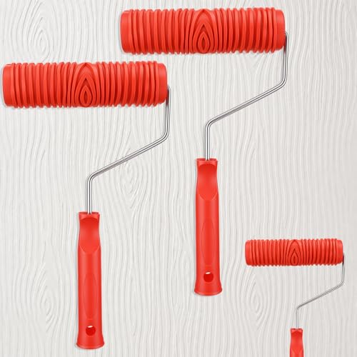 2 PCS 7'' Texture Paint Roller for Wall, Drywall Texture Roller Textured Paint Rollers Pattern Rubber Rollers Textures Tool DIY Decorative Art Paints for Walls, Furnitures and Floors