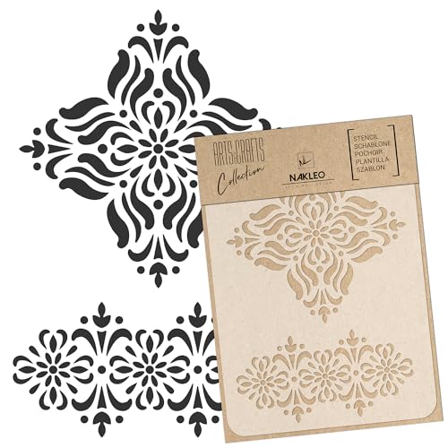 NAKLEO Painting Stencil for Crafts A4 8.3” x 11.8”, Mandala Rangoli Pattern, Reusable Plastic DIY & Scrapbooking Drawing Template, Decoupage Art Home Decor Plaster Concrete, Wall Wood Fabric - color: Ornament Mandala, size: A4