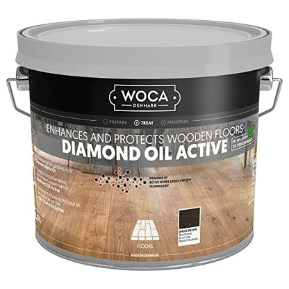 WOCA Denmark Diamond Oil Active (Smoke Brown, 2.5L) – Extremely Durable, Plant-Based Wood Finish | Low VOC, Isocyanate-Free, Liquid-Resistant | Safe for All Wood Species, Including Exotic Woods - color: Smoke Brown, size: 2.5L