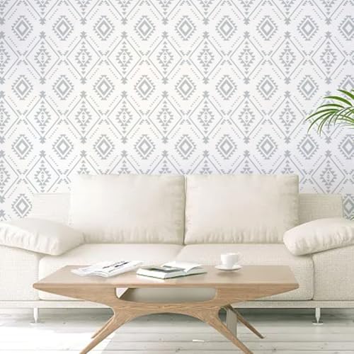 FINGERINSPIRE 4 Pcs Aztec Patterns Painting Stencil with Paintbrush 11.7x8.3inch Reusable Canvas Aztec Stencil for Crafts Geometric Boho Borders Pattern Stencils for Painting on Fabric, Wood, Walls - style: Aztec Patterns