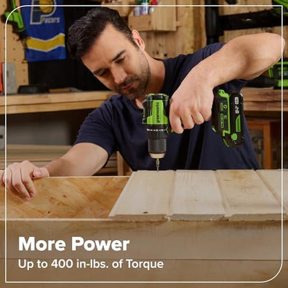 Greenworks 24V Cordless Brushless 400 in-lbs Drill/Driver, Lightweight, LED Work Light,18+1 Clutch, Battery and Charger Sold Separately - size: Tool Only(400 in-lbs Drill Driver)