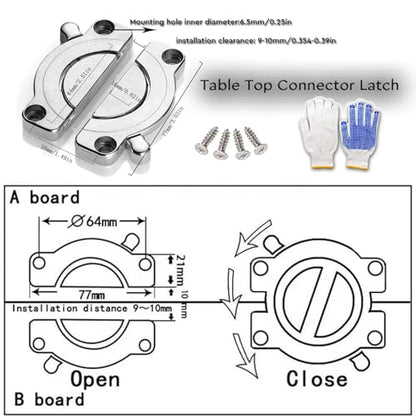 8 Pcs Zinc Alloy Table Buckle Connectors Heavy Duty Table Top Connector Latch, Secure Table Board Locking Hardware Kit, Universal Desk,Table Stabilizer DIY Furniture Dining (with Screws) - style: 8 Pcs