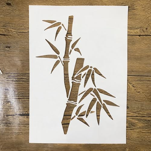 TIAMECH A4 Reusable Bamboo Stencil for Painting - style: Asian Bamboo Leaves