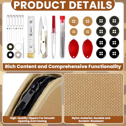 Suncalla 1 Pack Military Survival Sewing Kit Travel Emergency,Brown - color: Brown