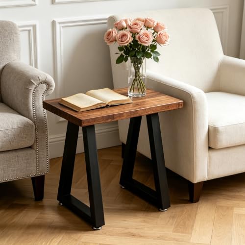 22" Trapezoid Metal End Table Legs Set of 2, Heavy Duty Steel Coffee Table Legs, DIY Furniture Feet for Desk Bench Dining, Black Industrial Finish - color: Trapezoid, size: 22 IN