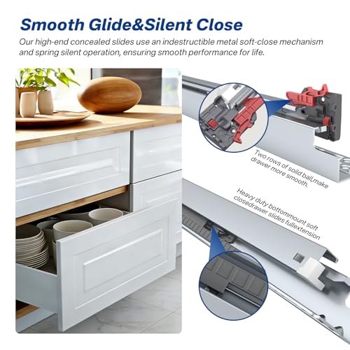 1 Pair 2 Pcs Concealed Soft Close Undermount Drawer Slides 12 Inch - size: 12 Inch