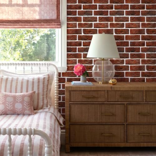 Commomy Faux Brick Wall Panels Peel and Stick Thin PVC 10 Pcs 11.8" x 11.8" - color: Brick-WK